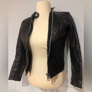 Vintage Leather Motorcycle Jacket fits Size Small and XSmall